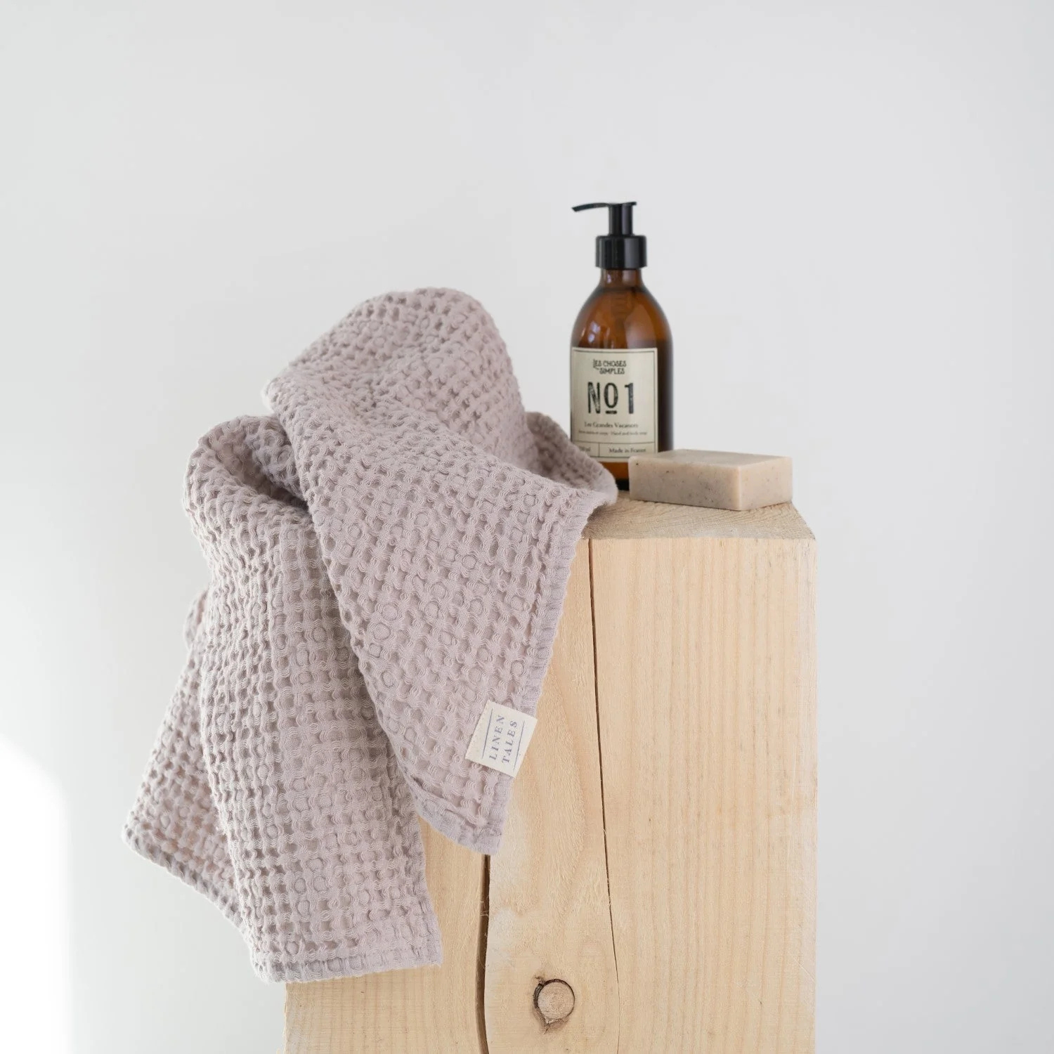 Serviette de bain gaufrée – Rose poudré