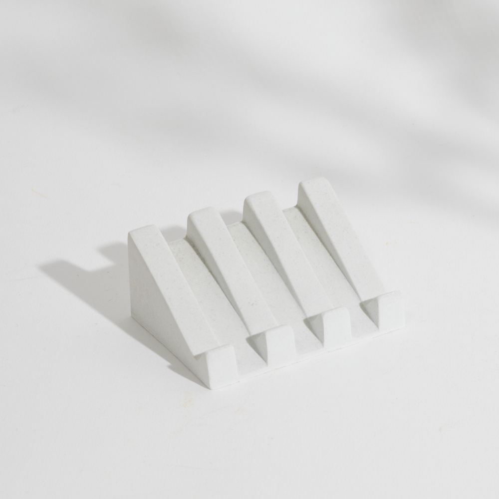 White concrete soap dish